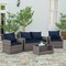 Merrick Lane Atlas 4 Piece Patio Set Contemporary Loveseat, 2 Chair and Coffee Table Set with Back Pillows and Seat Cushions
